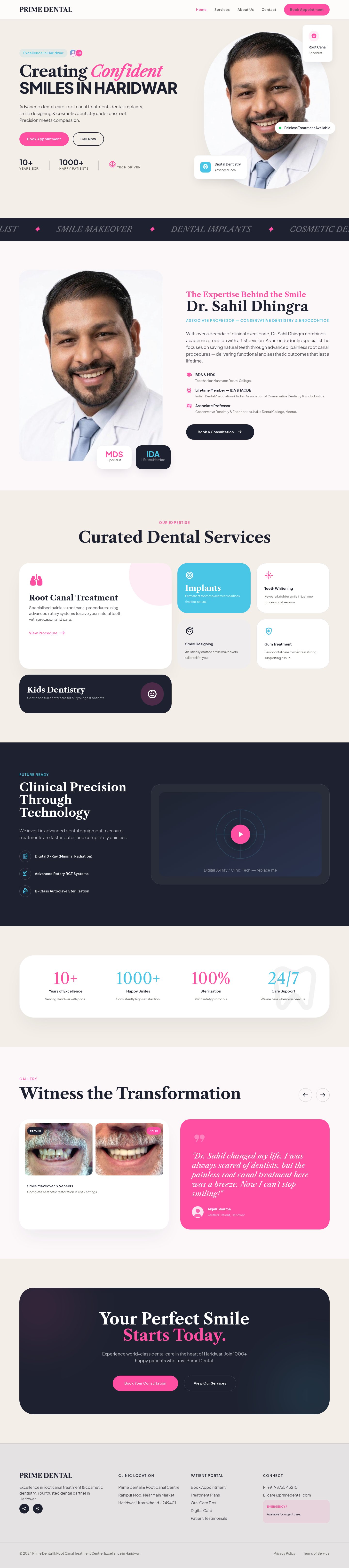 Dental clinic website example built with AI