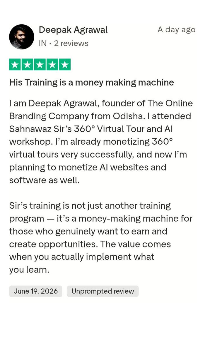 Trustpilot review by Deepak Agrawal