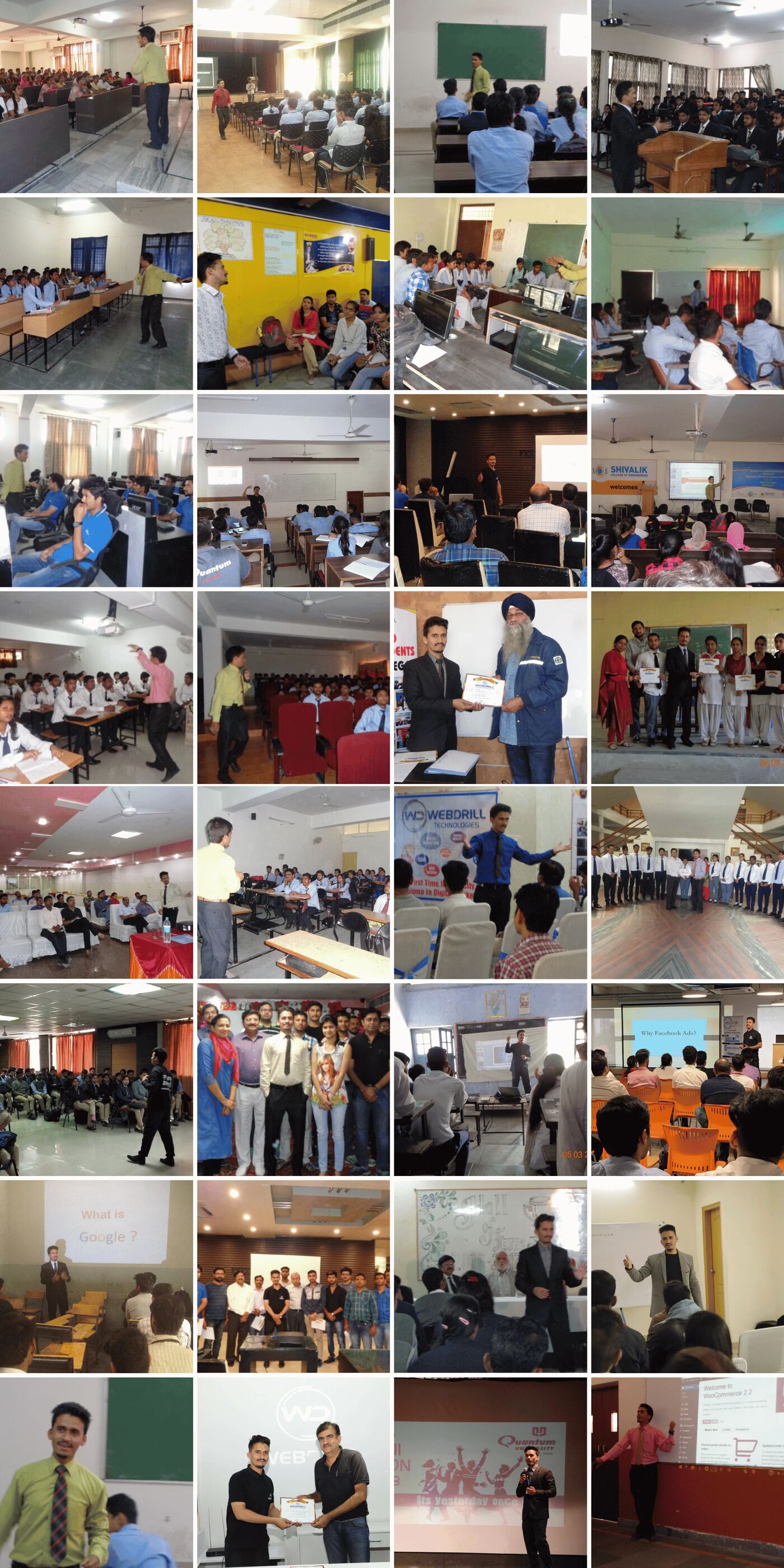 Collage of multiple workshop sessions across colleges